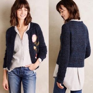 Anthropologie Moth Vertical Garden Navy Cardigan
